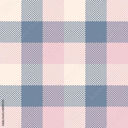 Buffalo Plaid seamless patten. Vector checkered pink and gray plaid textured background. Traditional gingham fabric print. Flannel winter plaid texture for fashion, print, design.