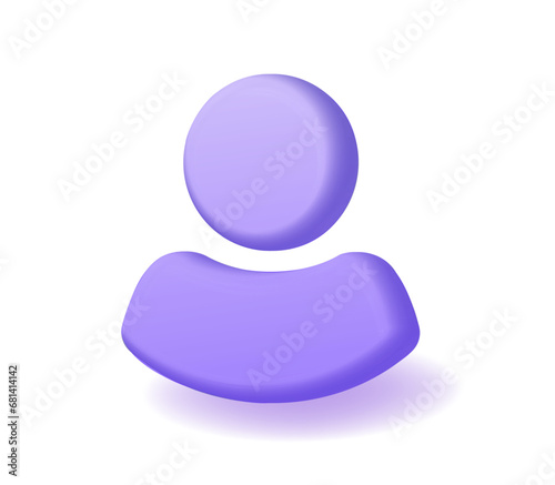 User member 3d icon vector render graphic isolated on white background, man person profile cartoon illustration image clipart, purple violet customer my account avatar shape silhouette