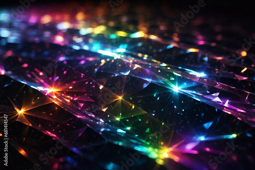 Prism Rainbow Light on dark Background Overlay. Crystal flare abstract effect