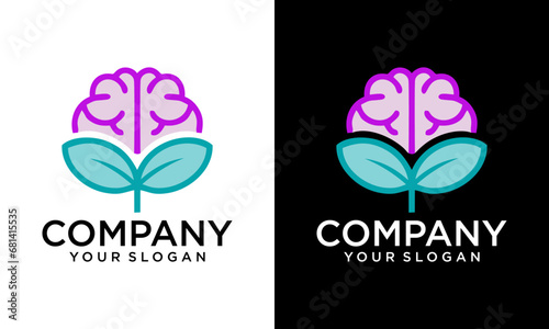 Health brain nature mind logo design