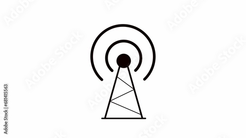 Tower network signal icon on white color background.