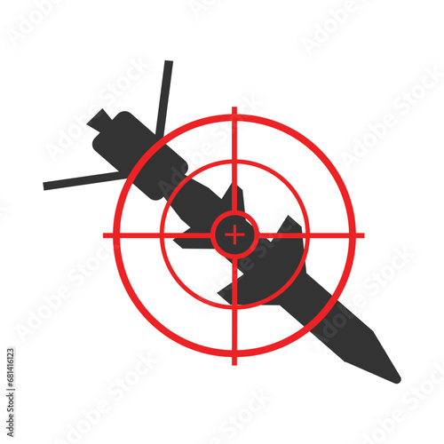 Cruise missle target icon. Patriot rocket defense vector ilustration. photo