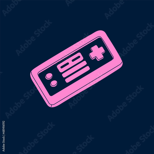 Old video game console, Gameboy. Retro joystick of 80s, 90s. Electronic controller for gamers, players. Vintage entertainment technology, mobile machinery. Monochrome flat isolated vector illustration
