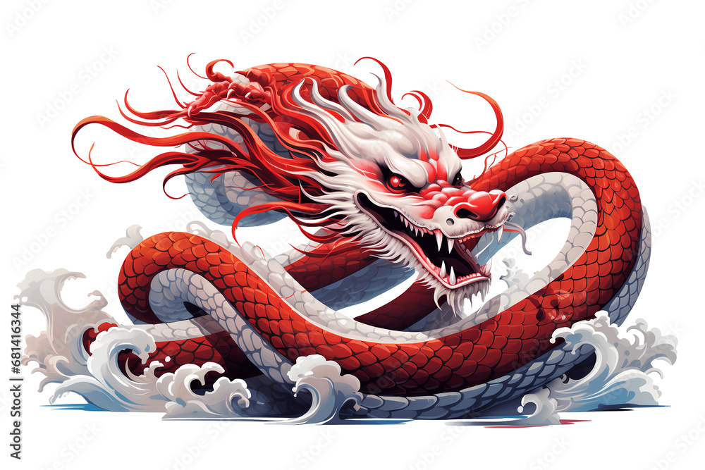Obraz premium gold dragon ,Chinese zodiac, isolated white background