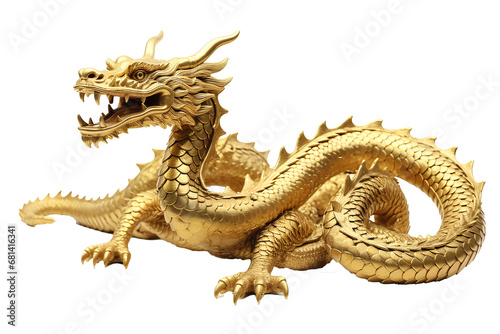 gold dragon ,Chinese zodiac, isolated white background