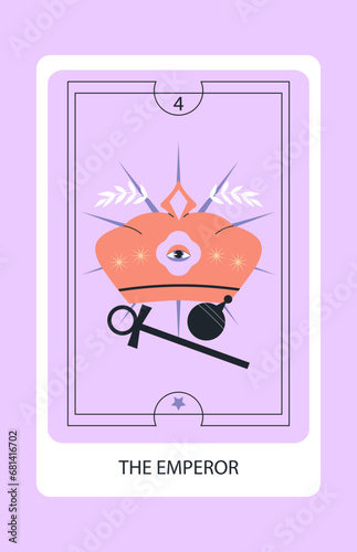 Tarot card major The Emperor. Hand drawn vector illustration.