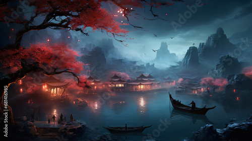 Chinese style fantasy scenes