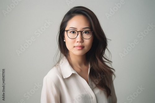 Portrait of a young asian businesswoman wearing eyeglasses.