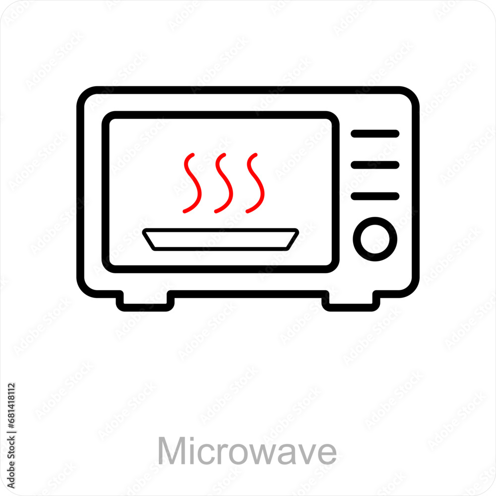 Microwave and cooking icon concept Microwave and cooking icon concept