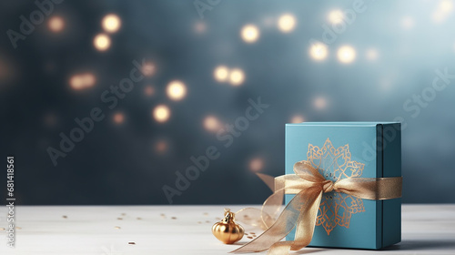 Ramadan festival greetings card with gift box photo