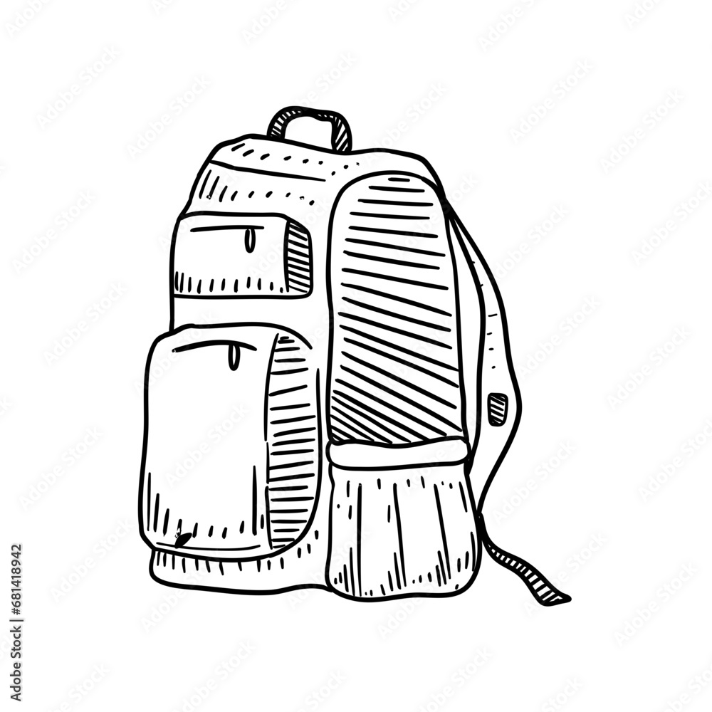 backpack camping equipment hand drawn backpack camping equipment hand drawn