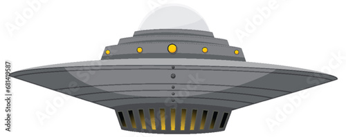 Isolated UFO UAP Cartoon from a Side Angle