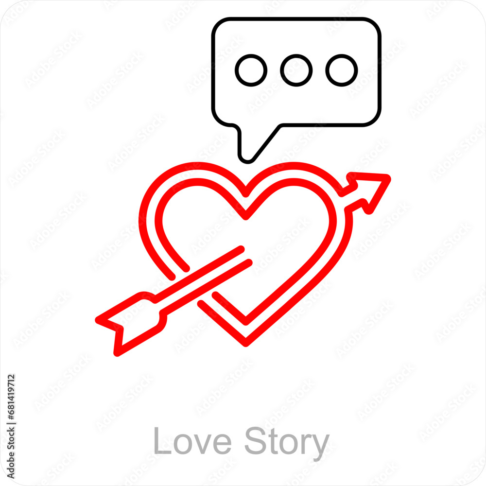 Love Story and heart icon concept Love Story and heart icon concept