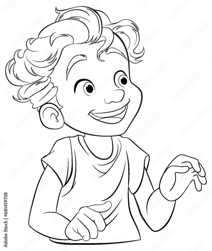 Cute Boy Cartoon Character Outline Illustration Cute Boy Cartoon Character Outline Illustration