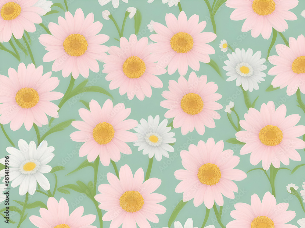 seamless pattern with daisies,ai generative
