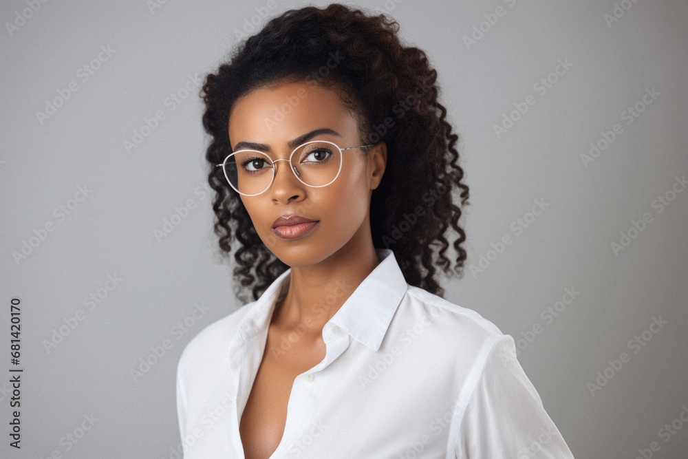 Portrait of beautiful african american woman in eyeglasses.