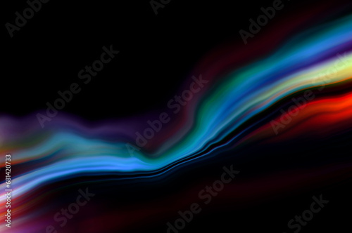 Fototapeta Naklejka Na Ścianę i Meble -  abstract black background with neon iridescence 
 waves of light