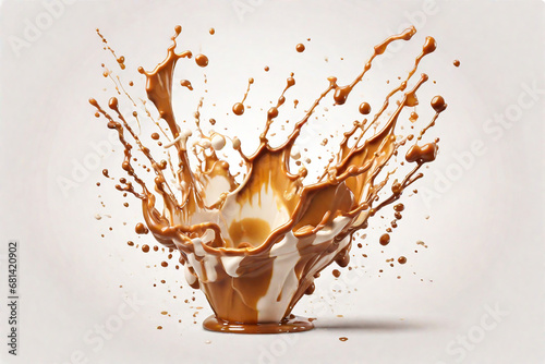 Splash of chocolate on a white background. 3d rendering.