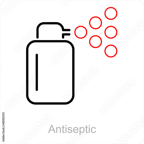 Antiseptic and hand icon concept 