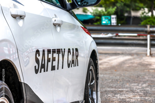 Safety police car on the street