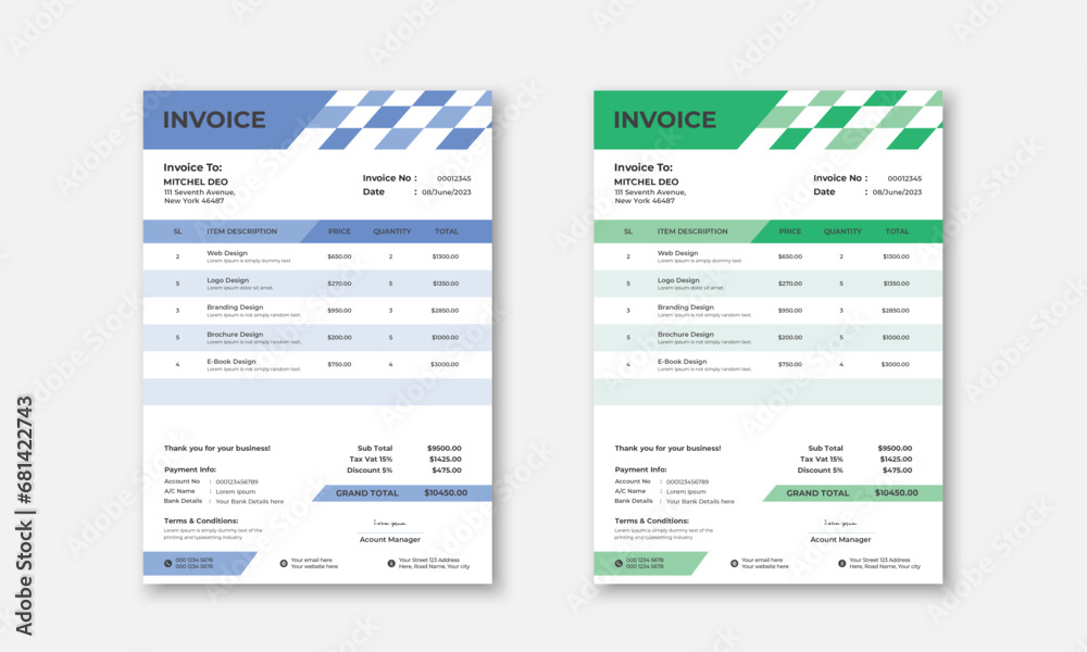 simple and creative invoice template vector for  corporate business company