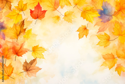 watercolor full autumn leaves colors background 