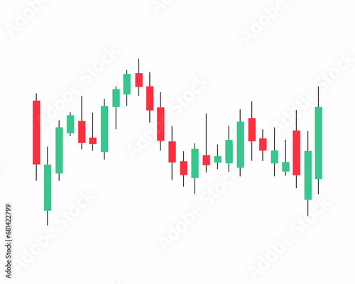 Stock market candlestick chart green and red Japanese candle bar graph