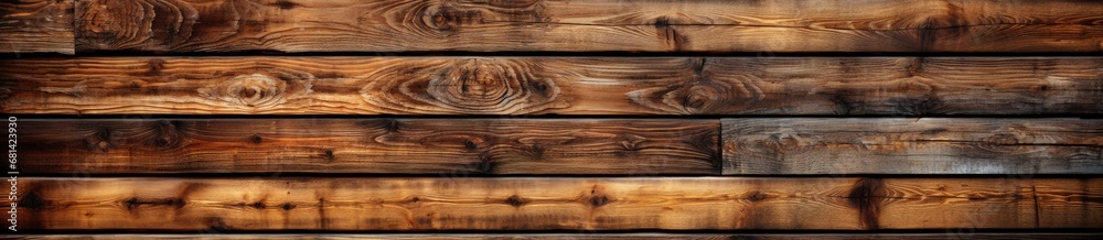 Naklejka premium Rustic Wooden Plank Wall with Unique Textures and Patterns