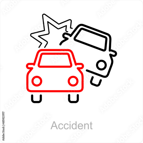 Accident and car icon concept 