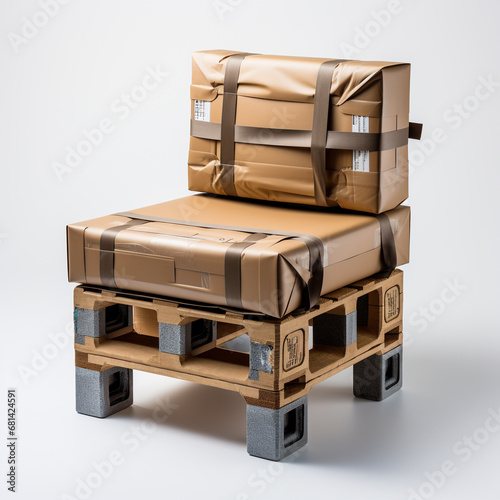 3D model of carton chair on white background
