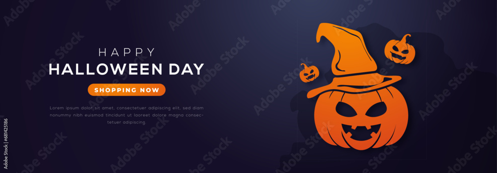 Happy Halloween Day Paper cut style Vector Design Illustration for Background, Poster, Banner, Advertising, Greeting Card