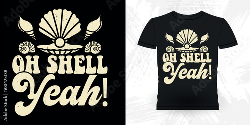 Funny Shell Collector Beach Shelling Vintage Seashell T-shirt Design