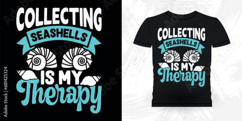 Funny Shell Collector Beach Shelling Vintage Seashell T-shirt Design