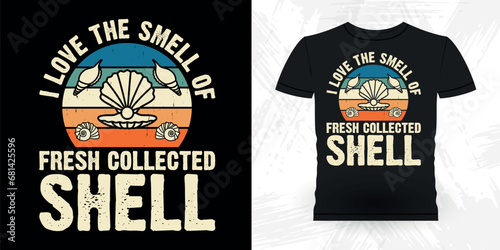 Funny Shell Collector Beach Shelling Vintage Seashell T-shirt Design