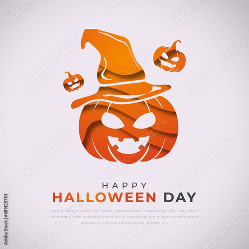 Happy Halloween Day Paper cut style Vector Design Illustration for Background, Poster, Banner, Advertising, Greeting Card