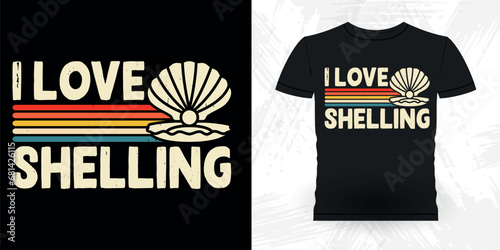 Funny Shell Collector Beach Shelling Vintage Seashell T-shirt Design