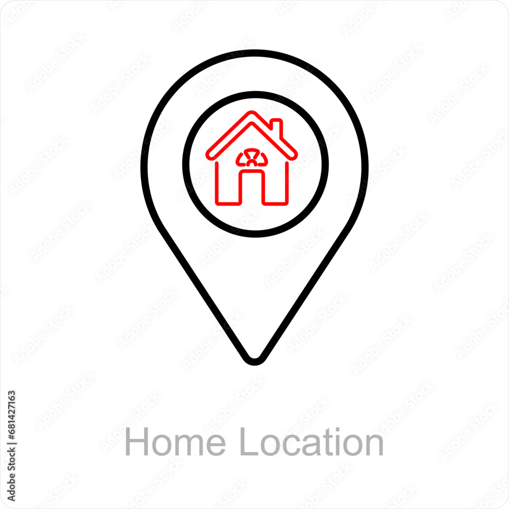 Home Location and map icon concept 