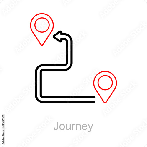Journey and map icon concept