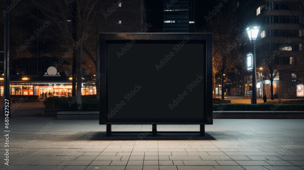 Blank black signboard in the city AI generated illustration Blank black signboard in the city AI generated illustration