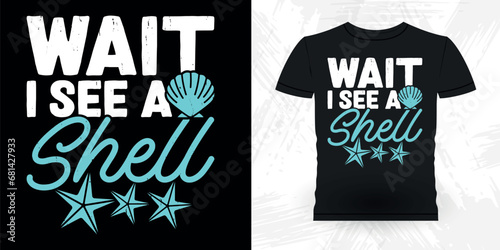 Funny Shell Collector Beach Shelling Vintage Seashell T-shirt Design