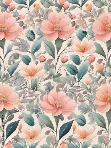 seamless floral background generative AI