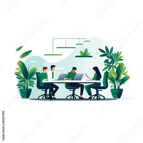 Eco-Friendly Business Meeting : A Sustainable Vector Illustration