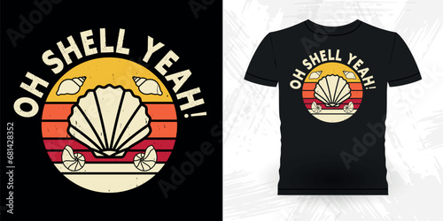 Funny Shell Collector Beach Shelling Vintage Seashell T-shirt Design