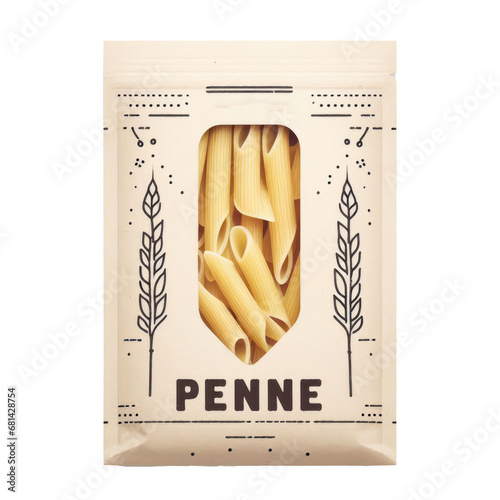 Pasta penne box package isolated on white transparent background, png