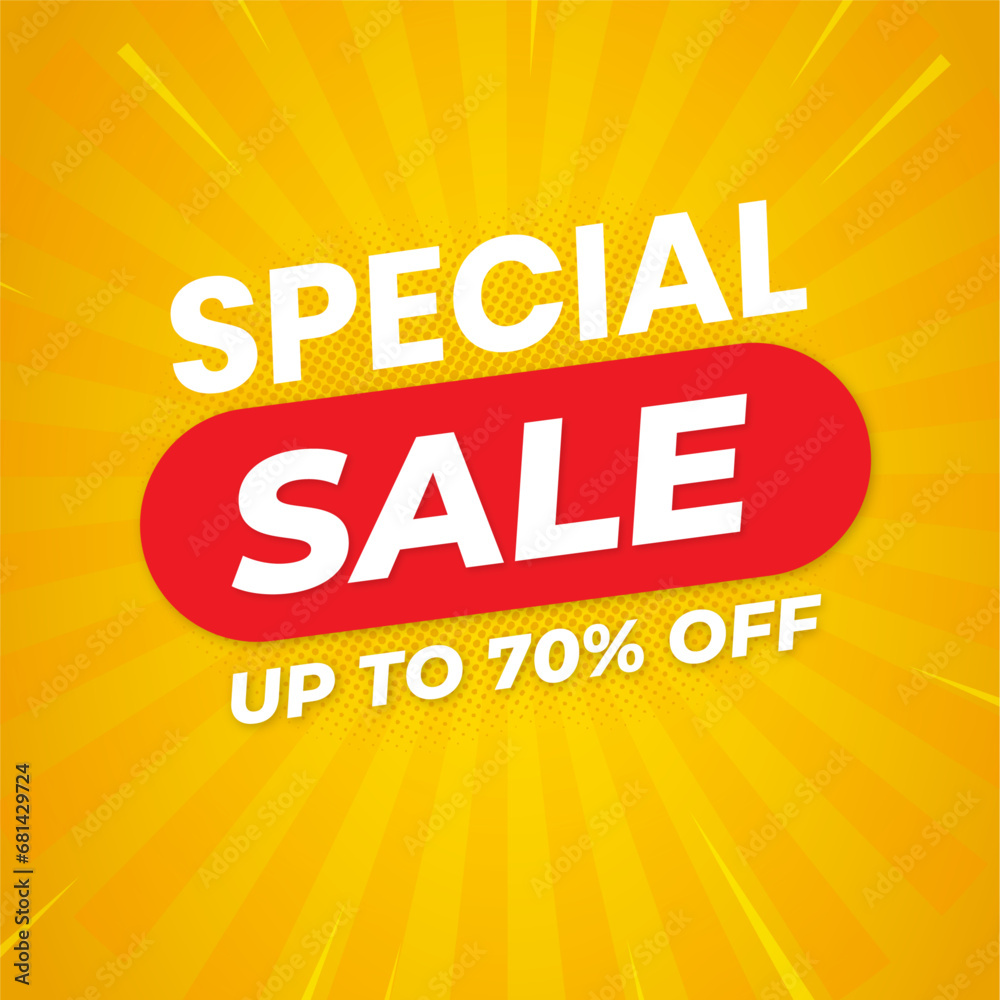 Special sale banner up to 70% off