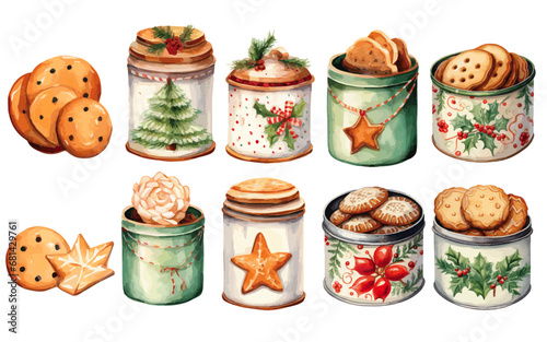 tins of christmas cookies vectors