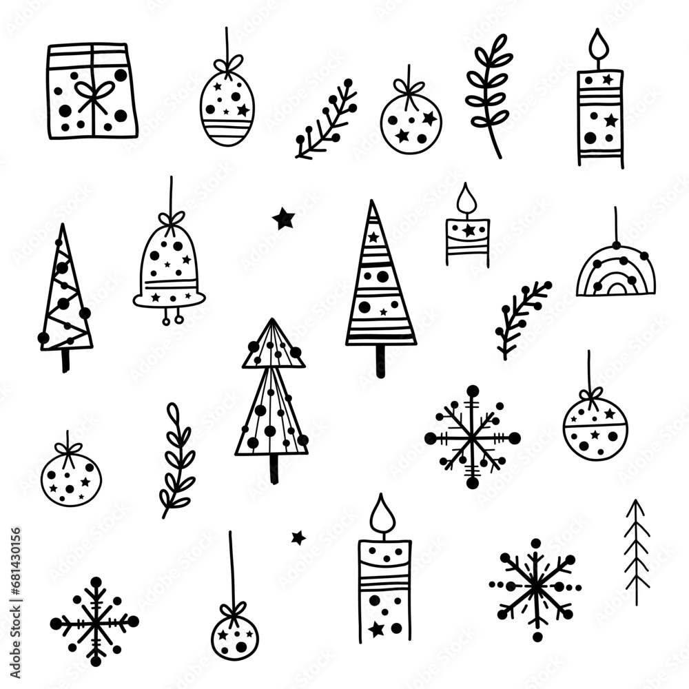 Set of Christmas elements. Vector illustration. Set of Christmas elements. Vector illustration.