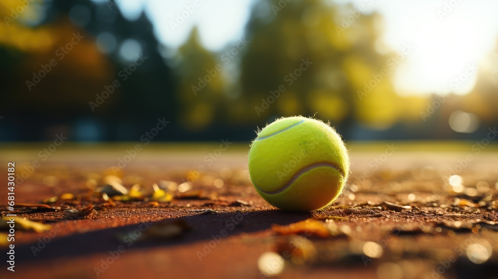 close up a tennis ball on court