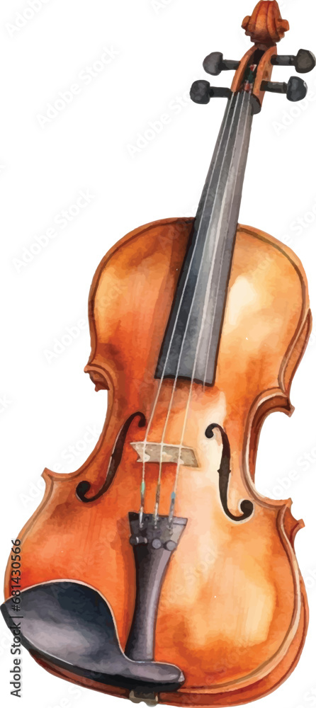 Fototapeta premium Watercolor violin with string isolated on white background