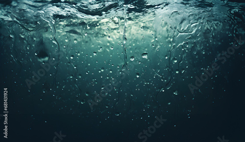 Photograph of water droplets on the surface of the water and the tide after rain. To use as wallpaper or background photo